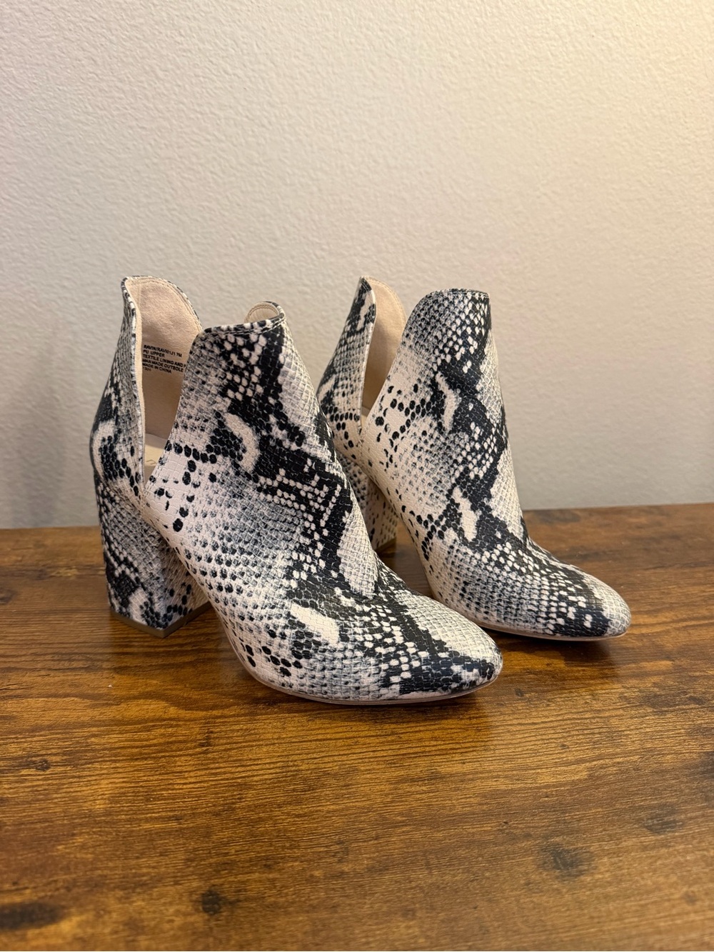 Madden Girl Snake-Print Ankle Booties in Black and White